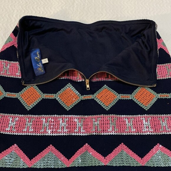 Francescas Blue Rain Sequin Micro Mini Skirt Disco Womens Small Festival Concert - Picture 4 of 9